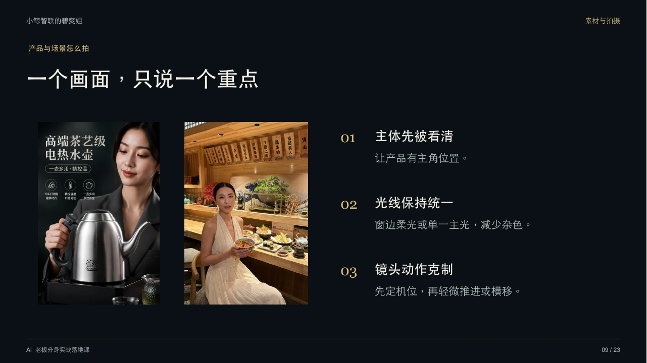 一个画面，只说一个重点