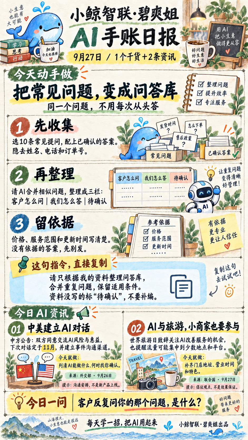 2026-09-27 AI手账日报：把常见问题，变成问答库