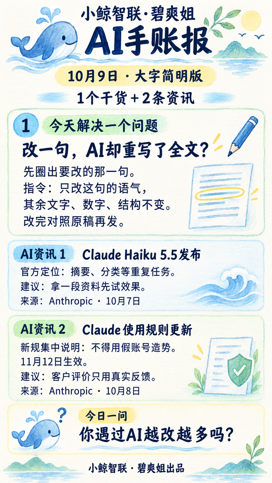 2026-10-09:改一句,AI却重写了全文?完整手绘日报