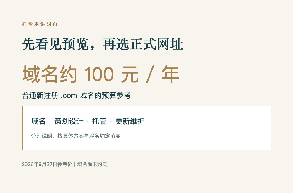 域名只是费用中的一项，整体方案需要分别说明